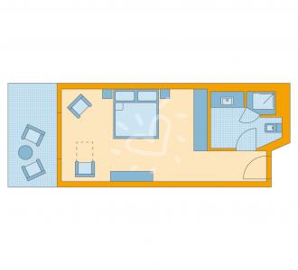 Zimmerskizze Doppelzimmer mit Terrasse