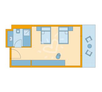 Zimmerskizze Masmavi Single with Child Double Room Main Building Haupthaus