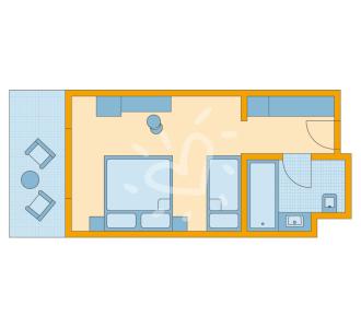 Zimmerskizze Djerba Doppel-/Dreibettzimmer im Haupthaus