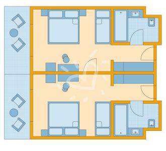 Zimmerskizze Djerba Familienzimmer mit Verbindungstür Haupthaus
