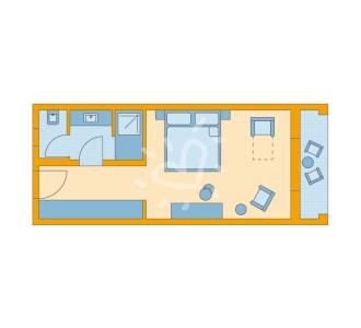 Zimmerskizze Ierapetra Double Room Classic Pool View Schlafsessel