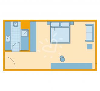 Zimmerskizze Double Room Without Balcony Dusche Doppelbett