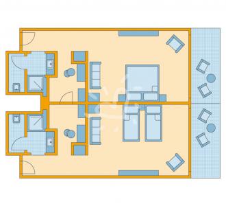 Zimmerskizze Naga Bay Familienzimmer mit Verbindungstür