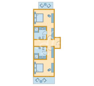 Zimmerskizze Rocca Nettuno Familienzimmer Verbindungstür Meerblick