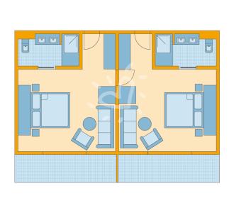 Zimmerskizze Salzkammergut Familienzimmer mit Verbindungstür Grimmingblick