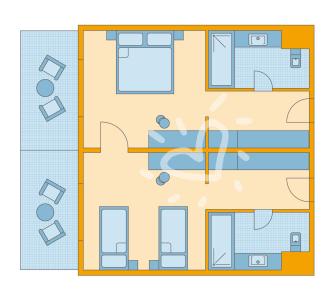 Zimmerskizze Kalawy Family-/Double Room with connecting door