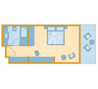 Zimmerskizze Doppelzimmer Haupthaus Meerseite/Double Room Classic Main Building Sea Side